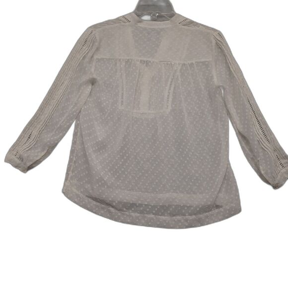 Madewell Cream Pintuck Dot Sheer Long Sleeve Pleated Blouse Size XS - Picture 5 of 6